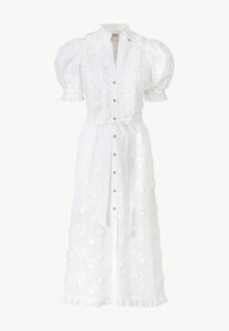 White maxi dress with decorative flowers NATTA
