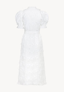 White maxi dress with decorative flowers NATTA