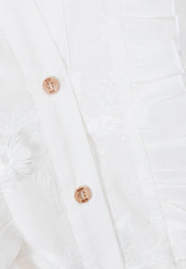 White maxi dress with decorative flowers NATTA