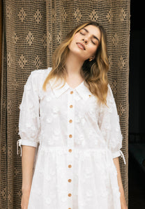 White loose mini dress VIKKA