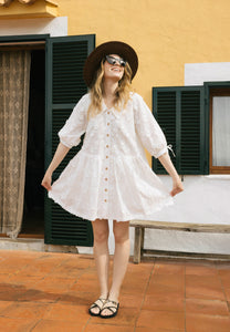 White loose mini dress VIKKA