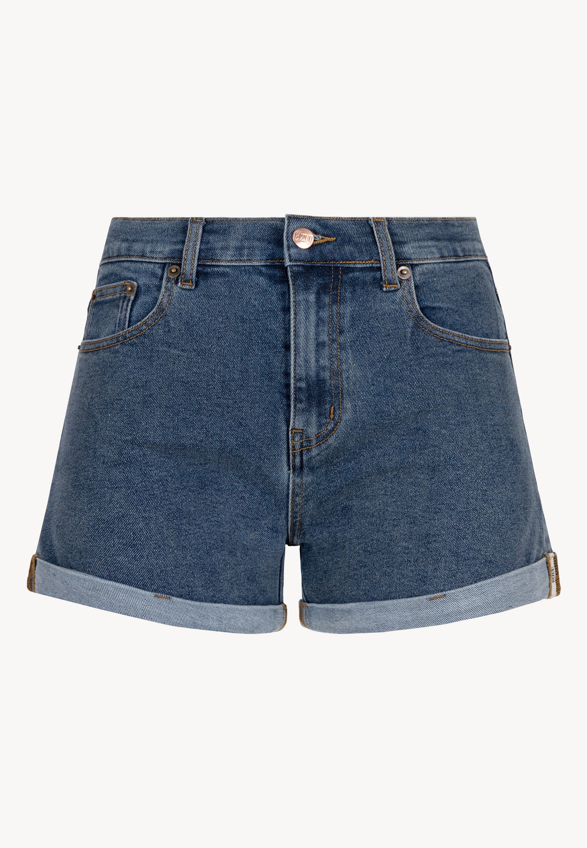 The front of MENORCA's blue denim shorts.