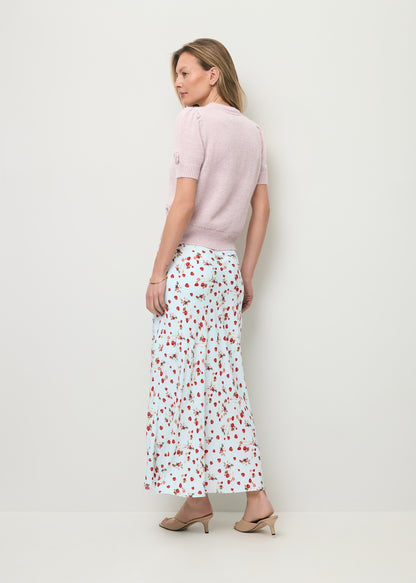 Blue floral print midi skirt MOLLENA
