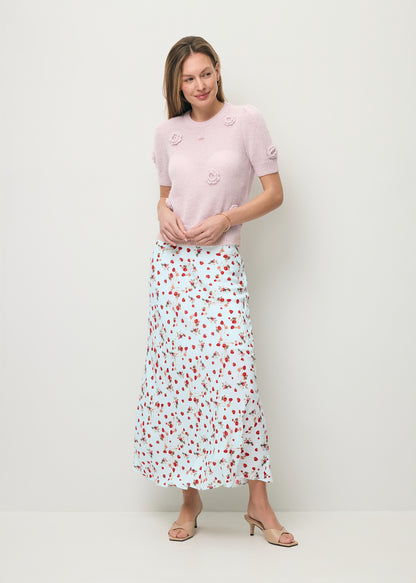 Blue floral print midi skirt MOLLENA