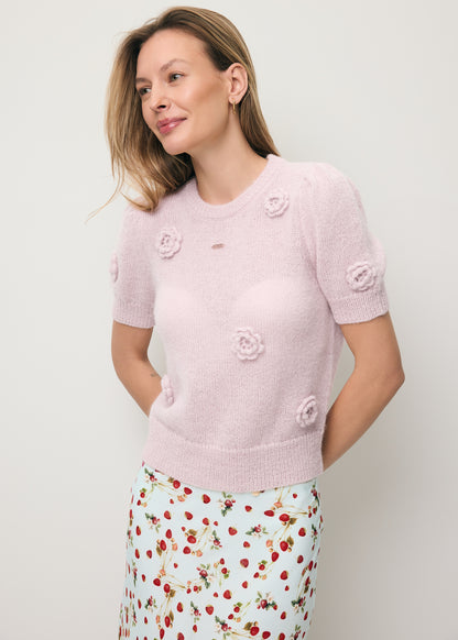 Pink sweater with floral details ADRIS
