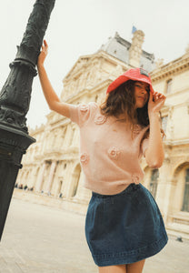 Pink sweater with floral details ADRIS