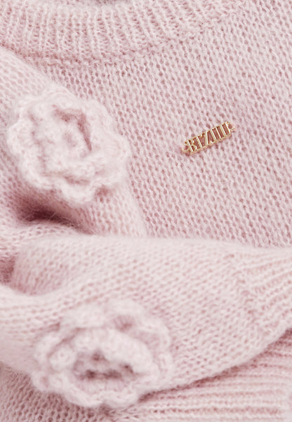 Pink sweater with floral details ADRIS