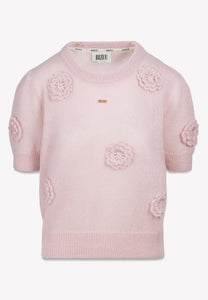 Pink sweater with floral details ADRIS