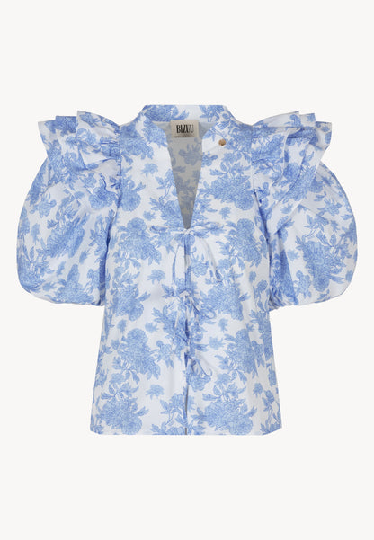 Cotton blouse with binding ALIANNA blue