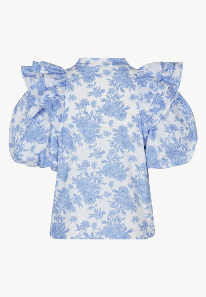 Cotton blouse with binding ALIANNA blue