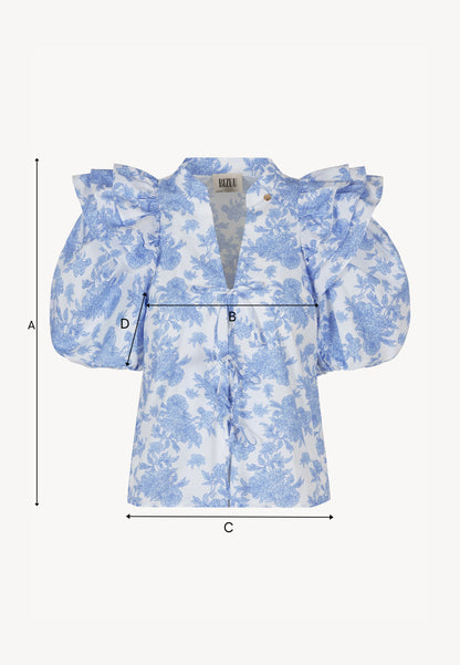 Cotton blouse with binding ALIANNA blue