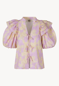 Cotton blouse with tie ALIANNA purple