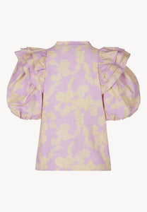 Cotton blouse with tie ALIANNA purple