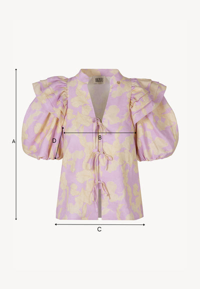 Cotton blouse with tie ALIANNA purple