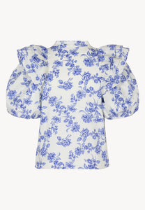 Cotton blouse with binding ALIANNA blue