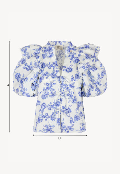 Cotton blouse with binding ALIANNA blue