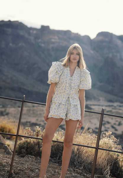 Cream cotton GIRONA shorts in an original print