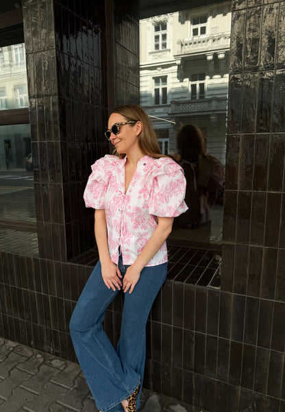 Cotton blouse with tie ALIANNA white