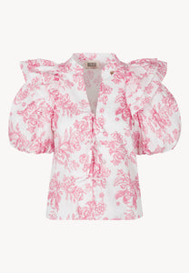 Cotton blouse with tie ALIANNA white