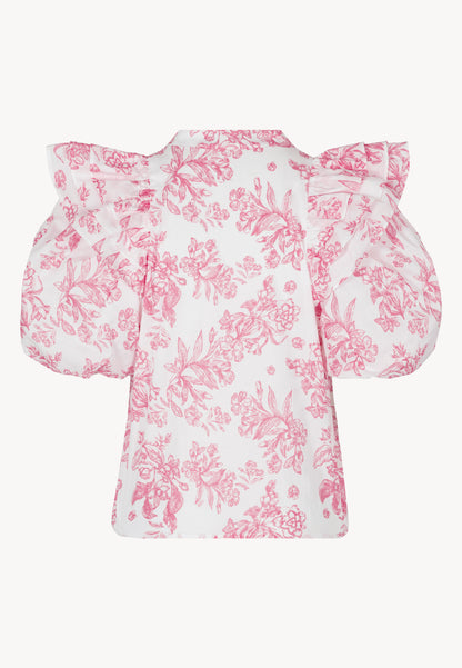 Cotton blouse with tie ALIANNA white