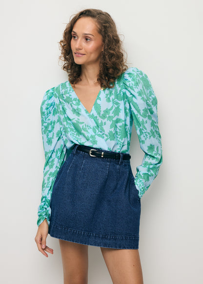 Blue wrap floral bodysuit ALIBA