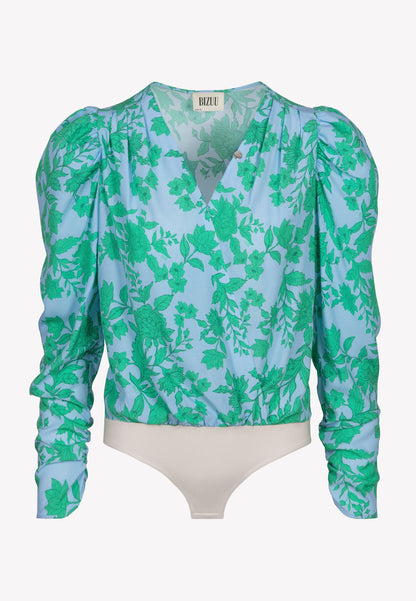 Blue wrap floral bodysuit ALIBA