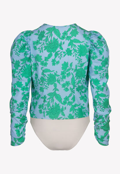Blue wrap floral bodysuit ALIBA
