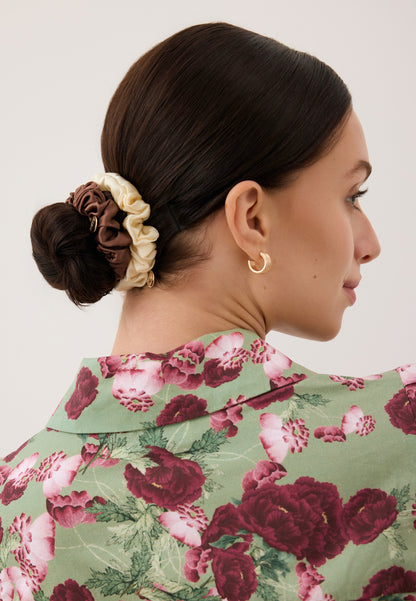 Mini cotton dress with original SOREZIA print, green