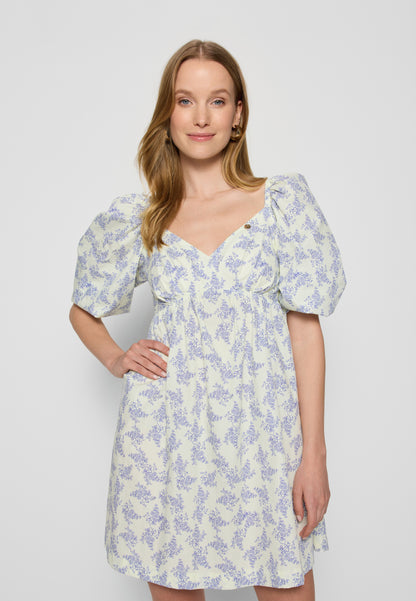 Cream mini dress in author's print ALMAR