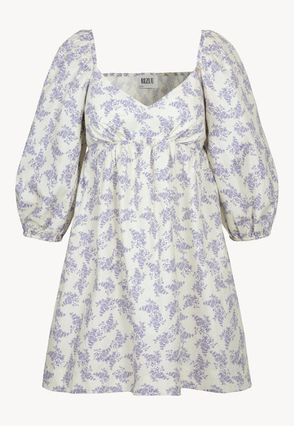 Cream mini dress in author's print ALMAR