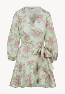 Envelope mini dress in author's print AMBROSIA green
