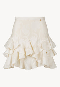 Cream ANAIS mini skirt with a floral pattern