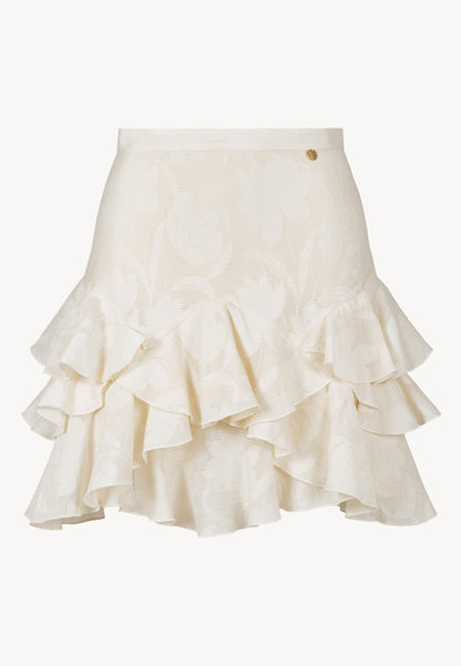 Cream ANAIS mini skirt with a floral pattern