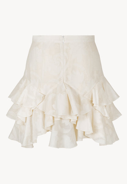 Cream ANAIS mini skirt with a floral pattern