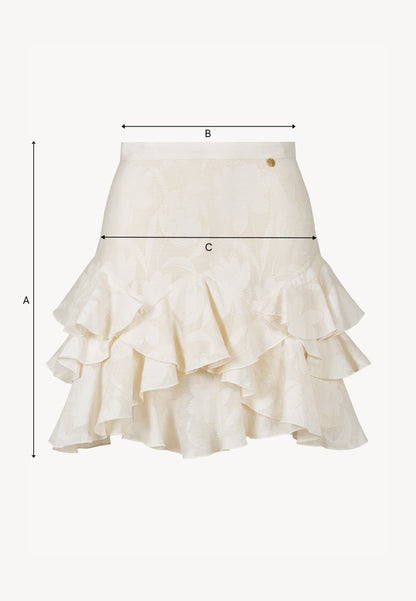 Cream ANAIS mini skirt with a floral pattern