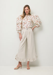 Cream blouse with an original print ANDRASSA