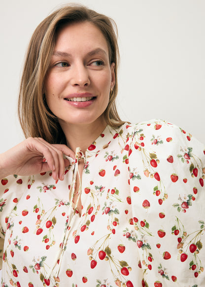 Cream blouse with an original print ANDRASSA