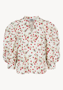 Cream blouse with an original print ANDRASSA
