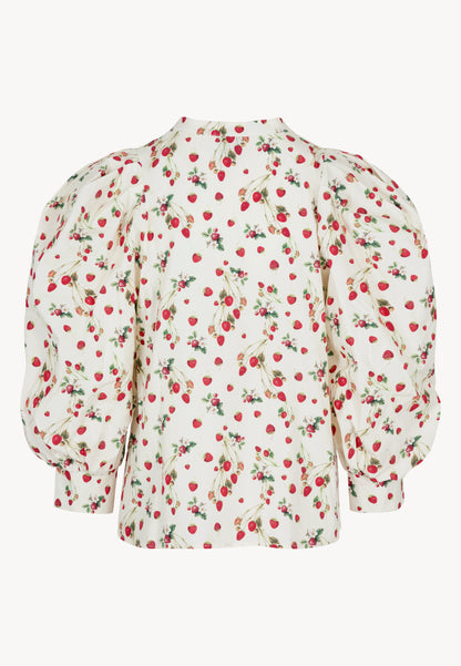 Cream blouse with an original print ANDRASSA