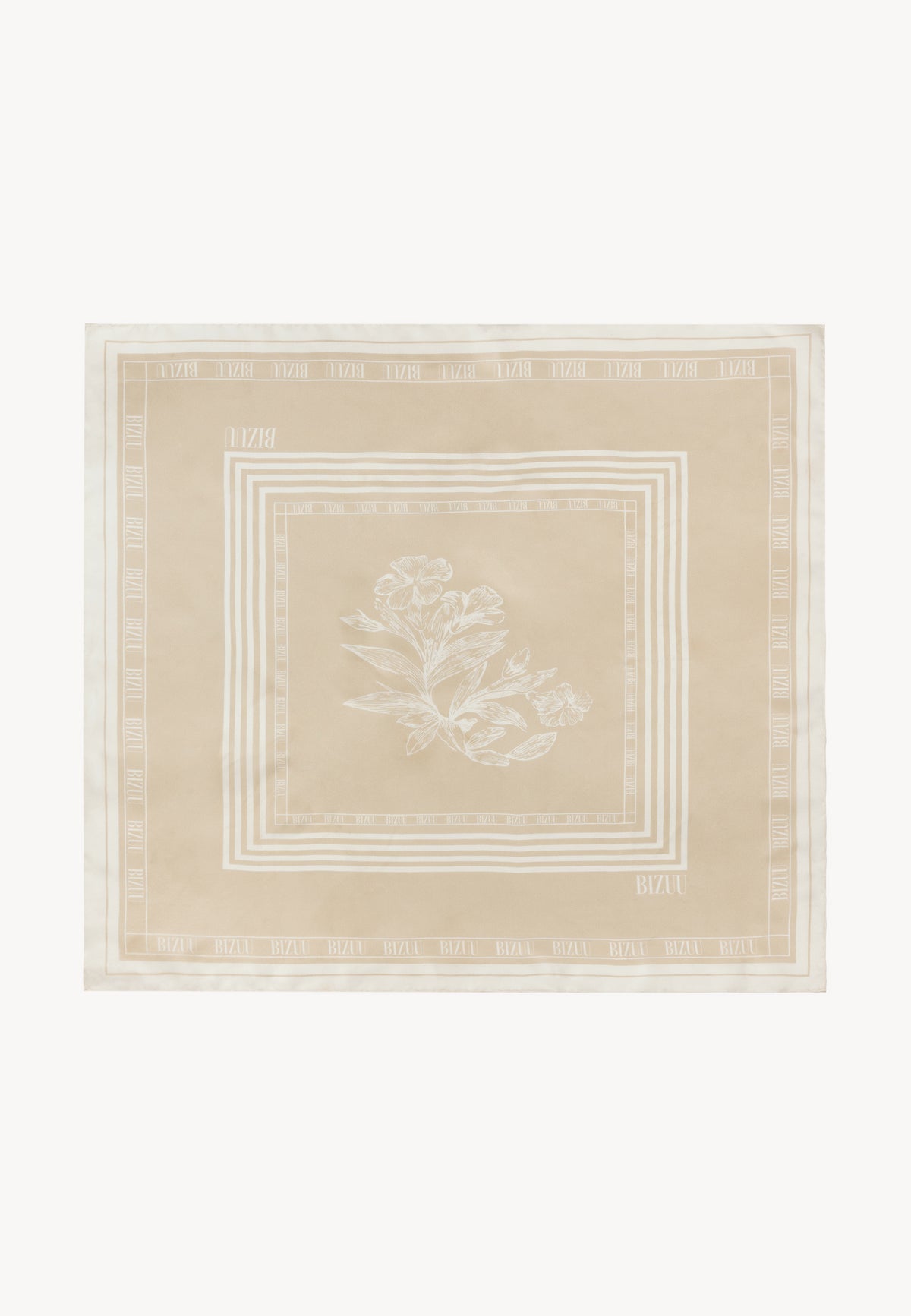 ARIA silk scarf in beige with BIZUU logo.