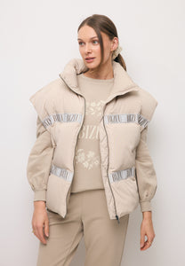 Beige oversized sweatshirt with floral appliqué ORISA