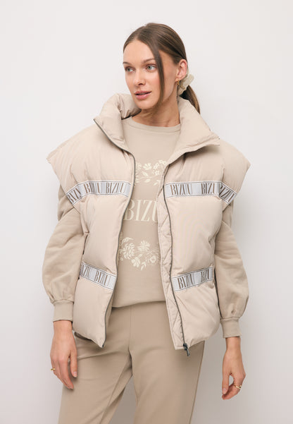 Beige oversized sweatshirt with floral appliqué ORISA