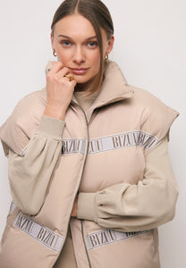 Beige down vest with natural filling AYASE