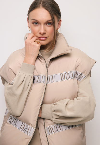 Beige down vest with natural filling AYASE