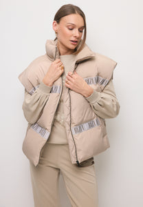 Beige down vest with natural filling AYASE