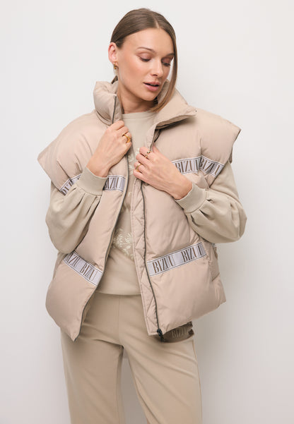 Beige down vest with natural filling AYASE