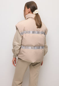 Beige down vest with natural filling AYASE