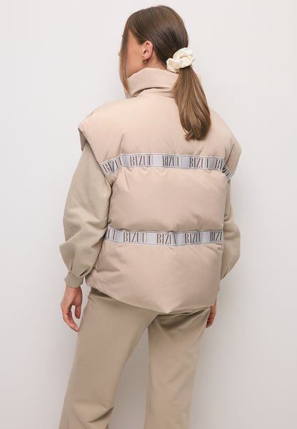 Beige down vest with natural filling AYASE