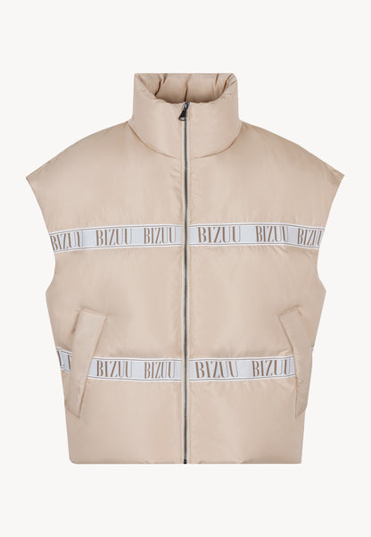 Beige down vest with natural filling AYASE