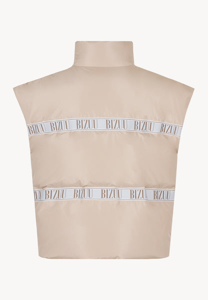 Beige down vest with natural filling AYASE